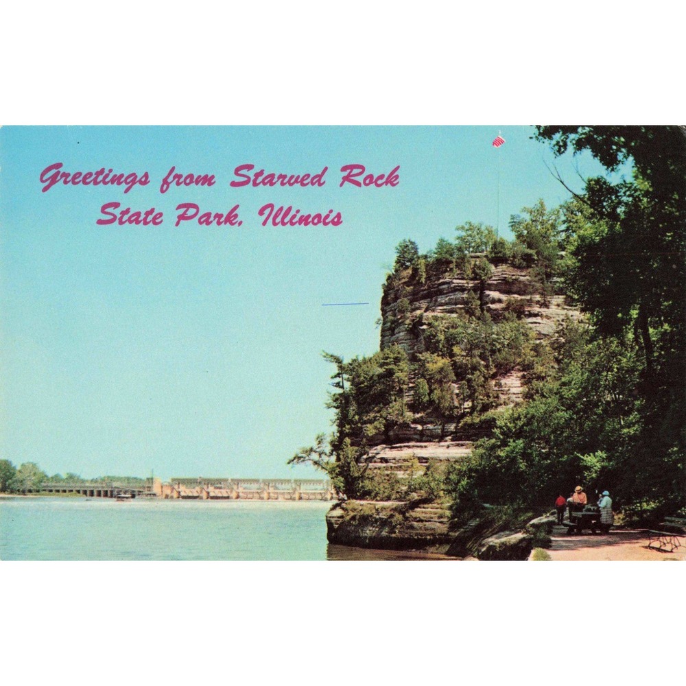Vintage Starved Rock State Park Illinois Postcard Scenic Bluffs River View VG+ - Picture 1 of 2